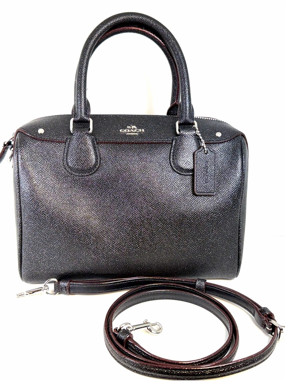Coach F13681 SVN1J Mini Bennett Glitter
Leather Satchel Double Handle/Crissbody